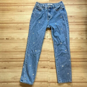 PacSun Embroidered Daisy Light Wash High Rise Mom Denim Jeans Women's Size 25